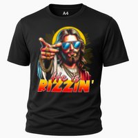 He Is Rizzin' Funny Jesus Christian Happy Easter Eggs  Performance Shirt