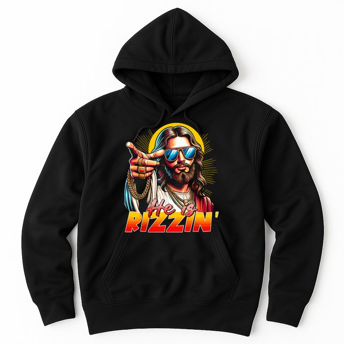 He Is Rizzin' Funny Jesus Christian Happy Easter Eggs  Hoodie