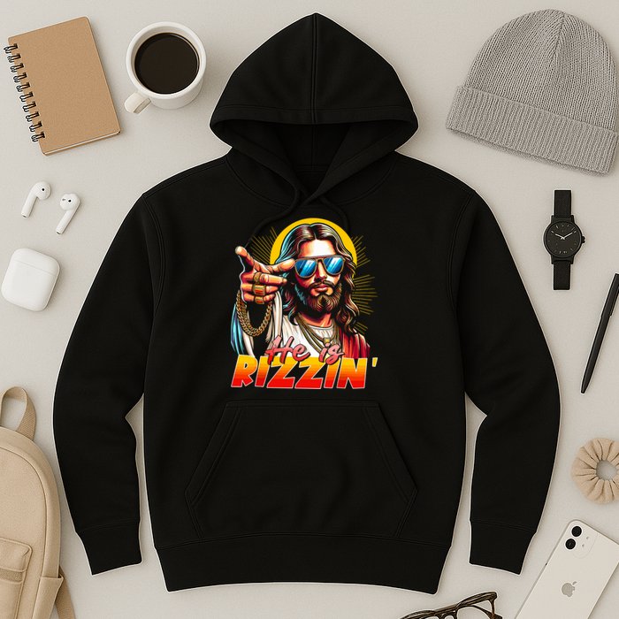 He Is Rizzin' Funny Jesus Christian Happy Easter Eggs  Hoodie