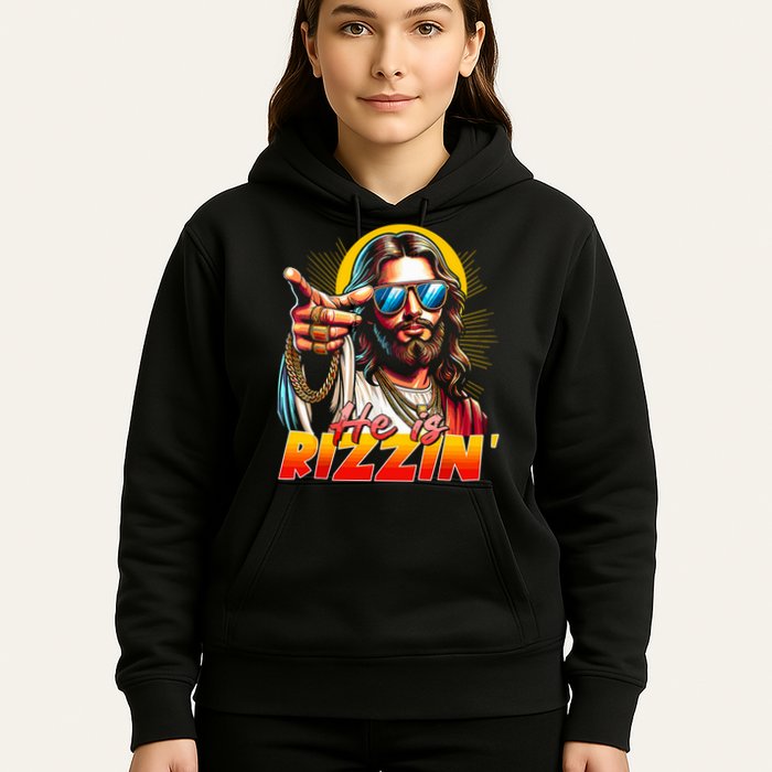 He Is Rizzin' Funny Jesus Christian Happy Easter Eggs  Hoodie