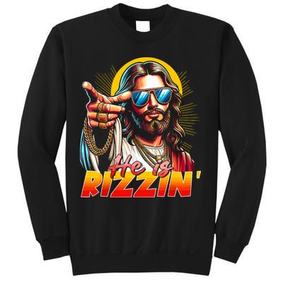 He Is Rizzin' Funny Jesus Christian Happy Easter Eggs  Sweatshirt