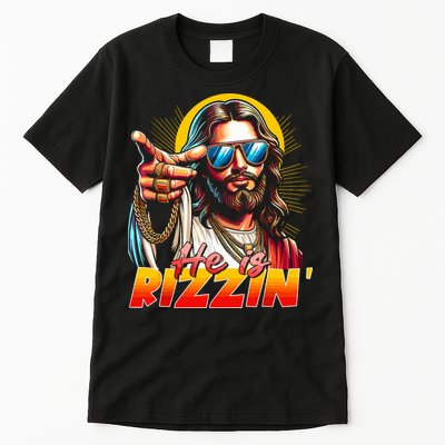 He Is Rizzin' Funny Jesus Christian Happy Easter Eggs  Tall T-Shirt