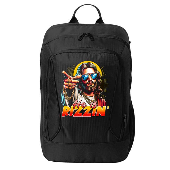 He Is Rizzin' Funny Jesus Christian Happy Easter Eggs  City Backpack