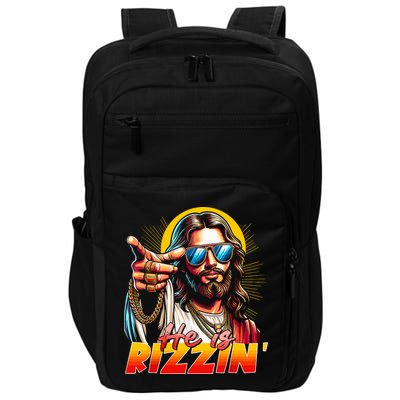 He Is Rizzin' Funny Jesus Christian Happy Easter Eggs  Impact Tech Backpack