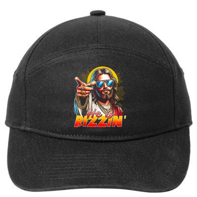 He Is Rizzin' Funny Jesus Christian Happy Easter Eggs  7-Panel Snapback Hat