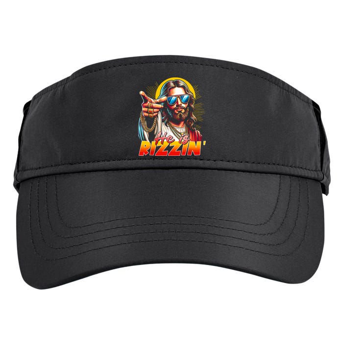 He Is Rizzin' Funny Jesus Christian Happy Easter Eggs  Adult Drive Performance Visor