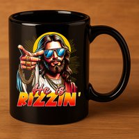 He Is Rizzin' Funny Jesus Christian Happy Easter Eggs  11oz C Handle Ceramic Mug