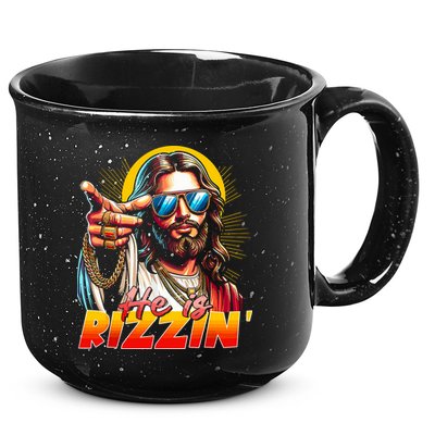 He Is Rizzin' Funny Jesus Christian Happy Easter Eggs  15oz Campfire Ceramic Mug