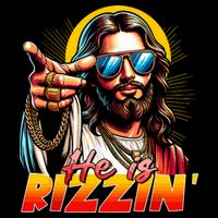 He Is Rizzin' Funny Jesus Christian Happy Easter Eggs  Drawstring Bag