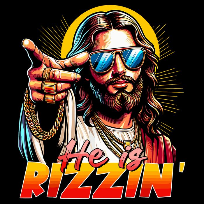 He Is Rizzin' Funny Jesus Christian Happy Easter Eggs  Drawstring Bag