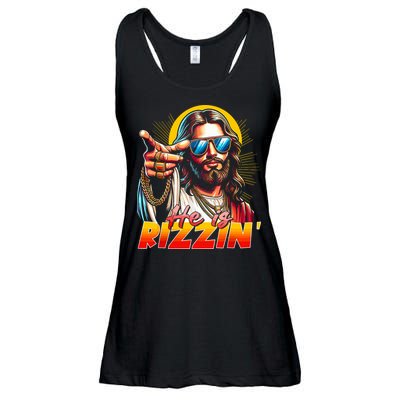 He Is Rizzin' Funny Jesus Christian Happy Easter Eggs  Ladies Essential Flowy Tank