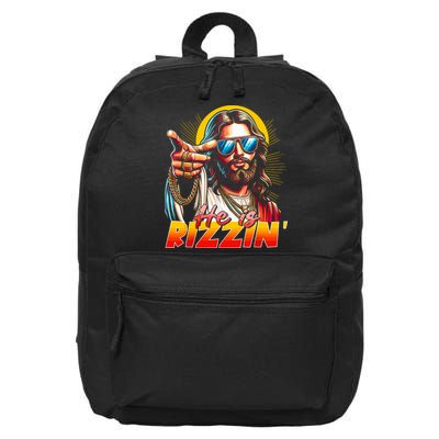 He Is Rizzin' Funny Jesus Christian Happy Easter Eggs  16 in Basic Backpack