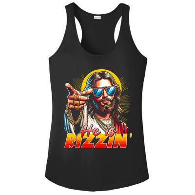 He Is Rizzin' Funny Jesus Christian Happy Easter Eggs  Ladies PosiCharge Competitor Racerback Tank