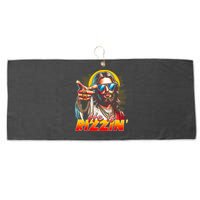 He Is Rizzin' Funny Jesus Christian Happy Easter Eggs  Large Microfiber Waffle Golf Towel