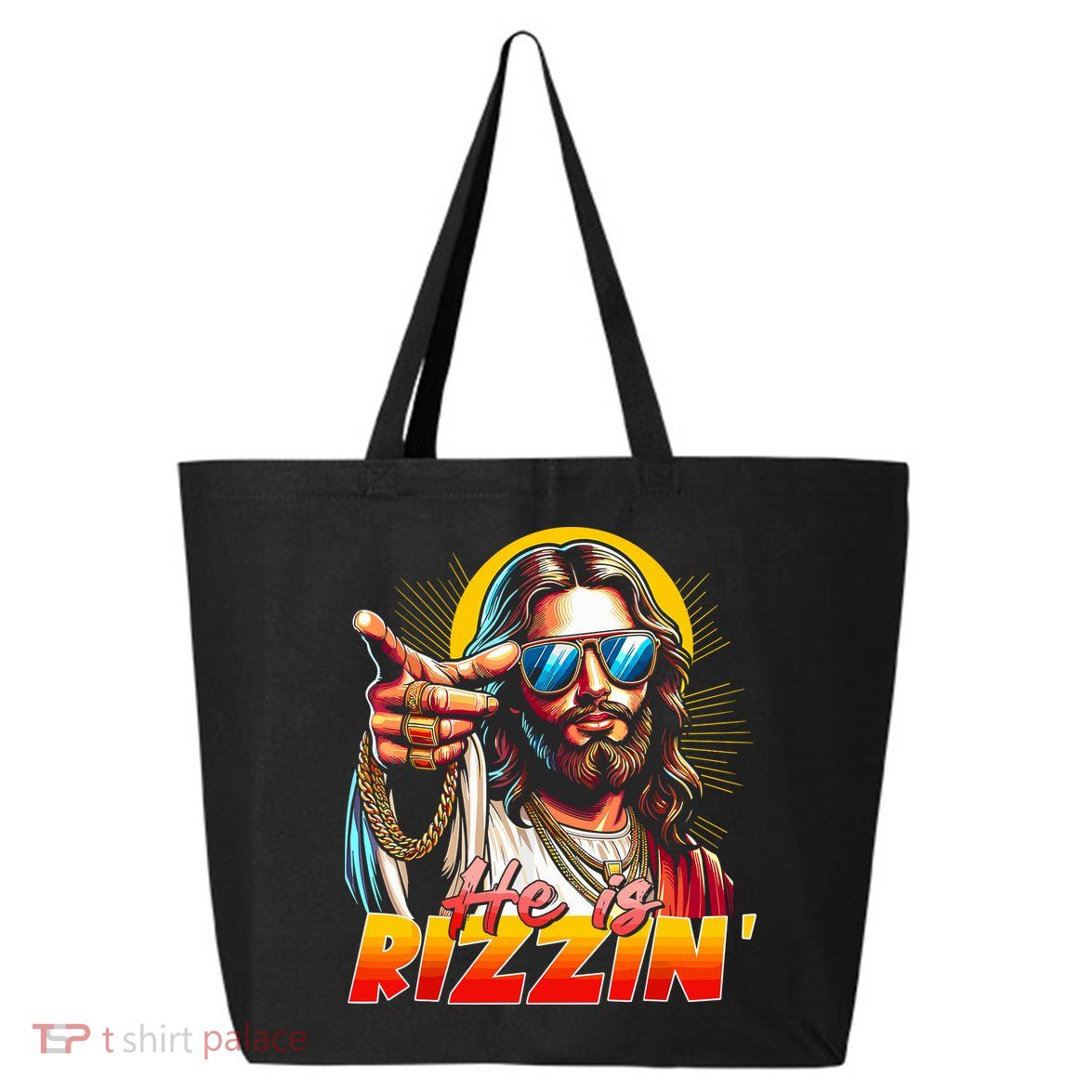 He Is Rizzin' Funny Jesus Christian Happy Easter Eggs  25L Jumbo Tote