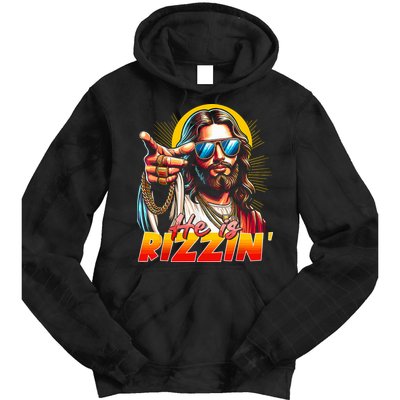 He Is Rizzin' Funny Jesus Christian Happy Easter Eggs  Tie Dye Hoodie