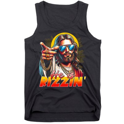 He Is Rizzin' Funny Jesus Christian Happy Easter Eggs  Tank Top