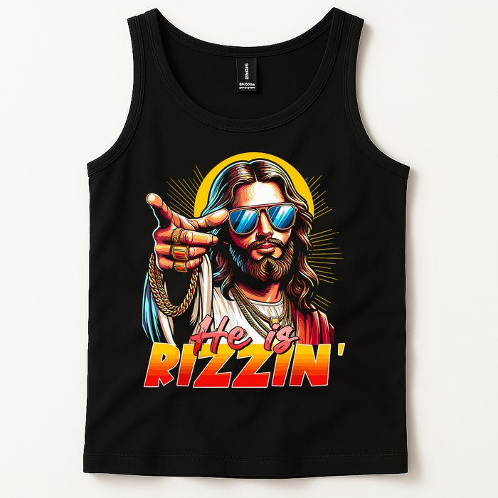 He Is Rizzin' Funny Jesus Christian Happy Easter Eggs  Tank Top