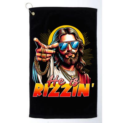 He Is Rizzin' Funny Jesus Christian Happy Easter Eggs  Golf Towel