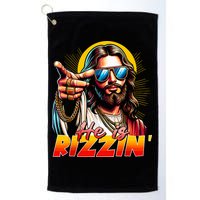 He Is Rizzin' Funny Jesus Christian Happy Easter Eggs  Golf Towel