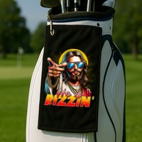 He Is Rizzin' Funny Jesus Christian Happy Easter Eggs  Golf Towel