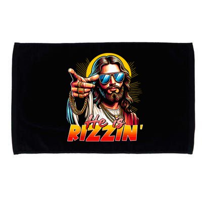 He Is Rizzin' Funny Jesus Christian Happy Easter Eggs  Microfiber Hand Towel