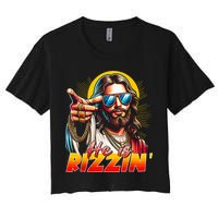 He Is Rizzin' Funny Jesus Christian Happy Easter Eggs  Crop Top