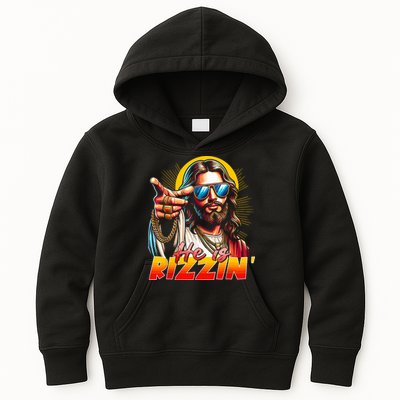 He Is Rizzin' Funny Jesus Christian Happy Easter Eggs  Kids Hoodie