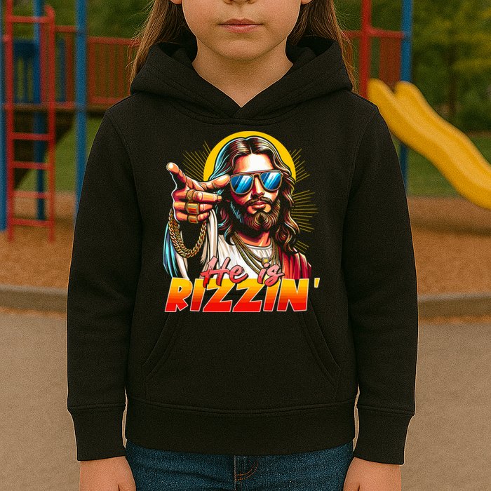He Is Rizzin' Funny Jesus Christian Happy Easter Eggs  Kids Hoodie