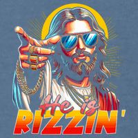 He Is Rizzin' Funny Jesus Christian Happy Easter Eggs  Garment-Dyed Sweatshirt