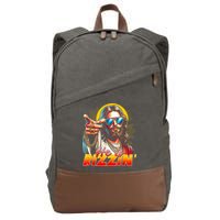 He Is Rizzin' Funny Jesus Christian Happy Easter Eggs  Cotton Canvas Backpack