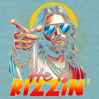He Is Rizzin' Funny Jesus Christian Happy Easter Eggs  Sueded Cloud Jersey T-Shirt