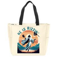 He Is Rizzin Basketball Jesus Retro Easter Christian Zip Tote Bag