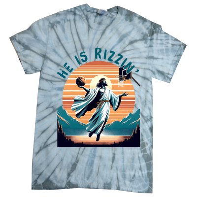 He Is Rizzin Basketball Jesus Retro Easter Christian Tie-Dye T-Shirt