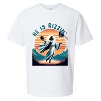 He Is Rizzin Basketball Jesus Retro Easter Christian Sueded Cloud Jersey T-Shirt