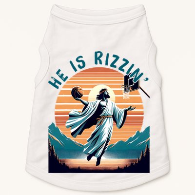He Is Rizzin Basketball Jesus Retro Easter Christian Doggie Tank