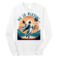 He Is Rizzin Basketball Jesus Retro Easter Christian Long Sleeve Shirt