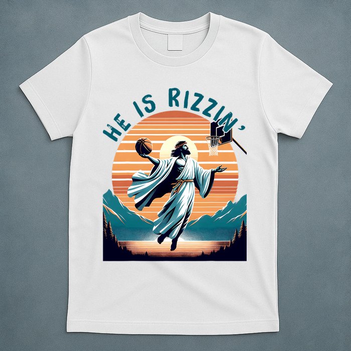 He Is Rizzin Basketball Jesus Retro Easter Christian T-Shirt