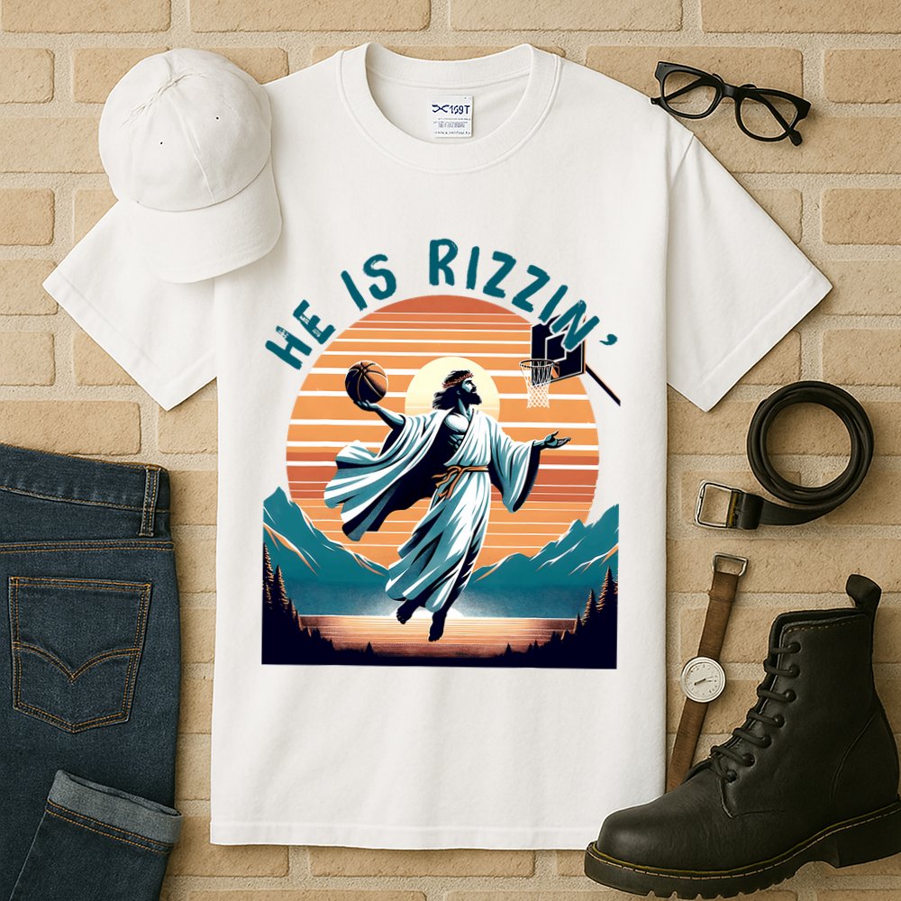 He Is Rizzin Basketball Jesus Retro Easter Christian Tall T-Shirt