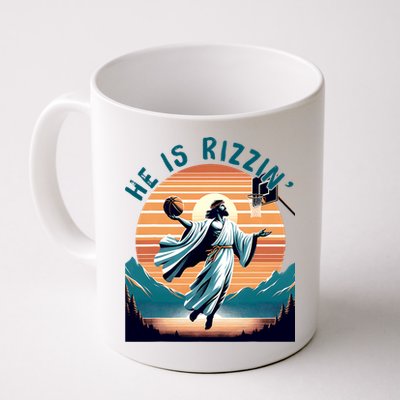 He Is Rizzin Basketball Jesus Retro Easter Christian Mug