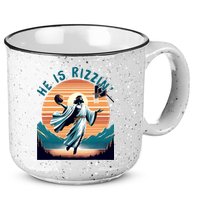He Is Rizzin Basketball Jesus Retro Easter Christian 15oz Campfire Ceramic Mug
