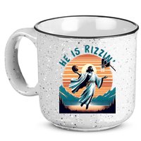 He Is Rizzin Basketball Jesus Retro Easter Christian 15oz Campfire Ceramic Mug