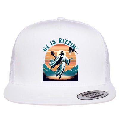 He Is Rizzin Basketball Jesus Retro Easter Christian Flatbill Hat