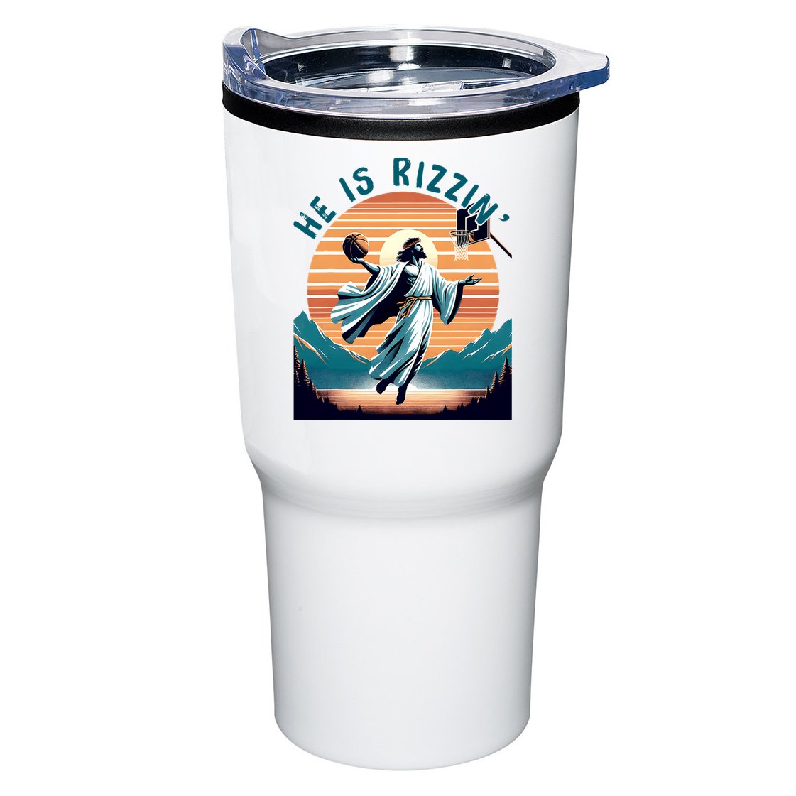 He Is Rizzin Basketball Jesus Retro Easter Christian Tumbler