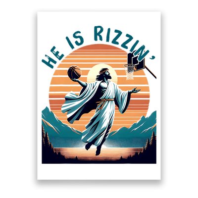 He Is Rizzin Basketball Jesus Retro Easter Christian Poster