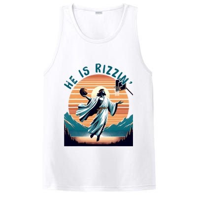 He Is Rizzin Basketball Jesus Retro Easter Christian PosiCharge Competitor Tank