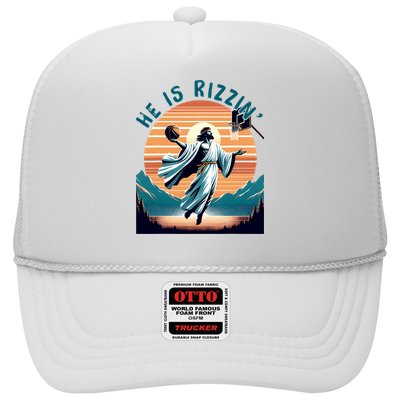 He Is Rizzin Basketball Jesus Retro Easter Christian Trucker Hat
