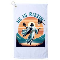 He Is Rizzin Basketball Jesus Retro Easter Christian Golf Towel