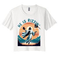 He Is Rizzin Basketball Jesus Retro Easter Christian Crop Top