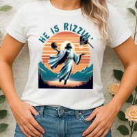 He Is Rizzin Basketball Jesus Retro Easter Christian Womens T-Shirt
